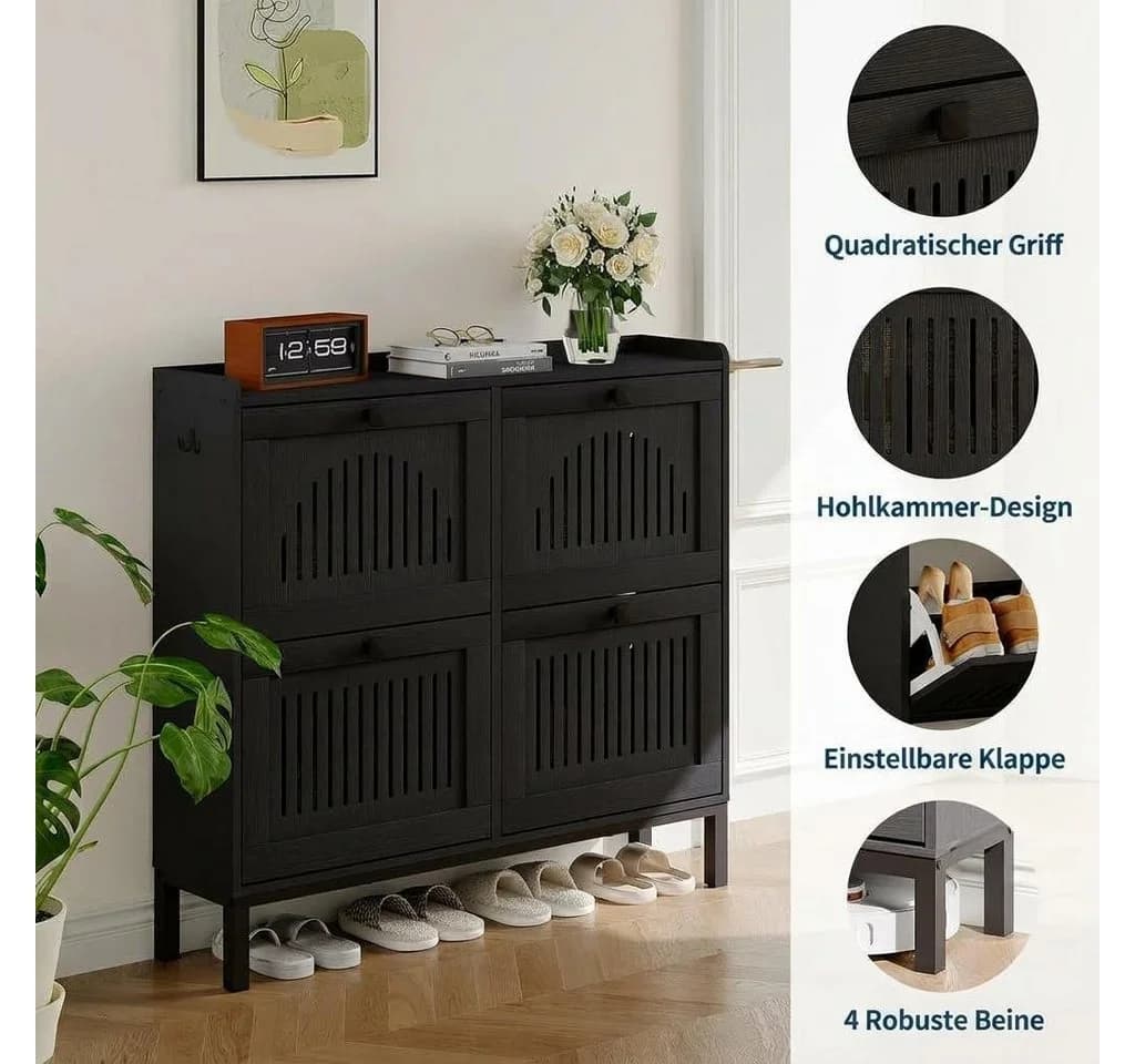 GarveeMore Schuhschrank Schuhkipper Schuhkommode mit 4 Klappen - Bild 3