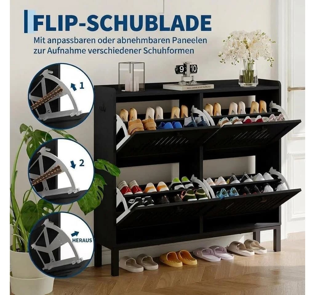 GarveeMore Schuhschrank Schuhkipper Schuhkommode mit 4 Klappen - Bild 4