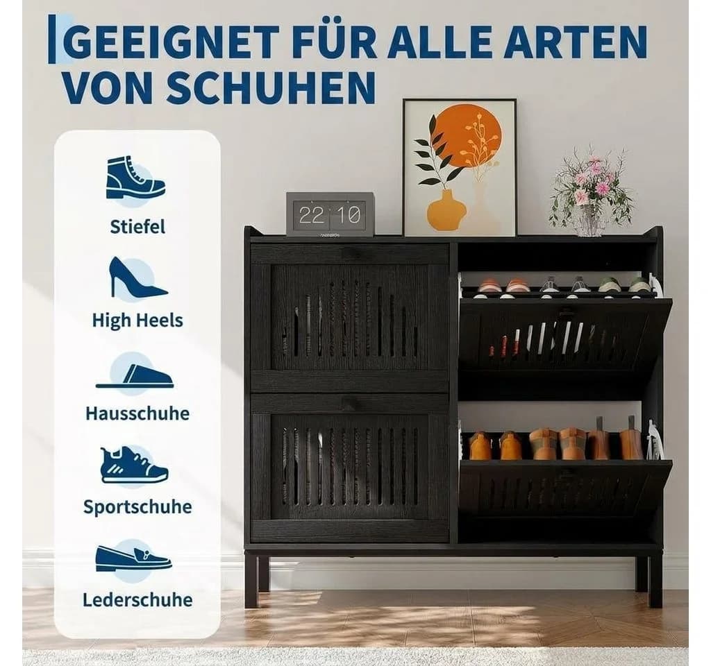 GarveeMore Schuhschrank Schuhkipper Schuhkommode mit 4 Klappen - Bild 5