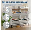 GarveeMore Schuhschrank 4 Klappen Weiß Hartholz Bild 4