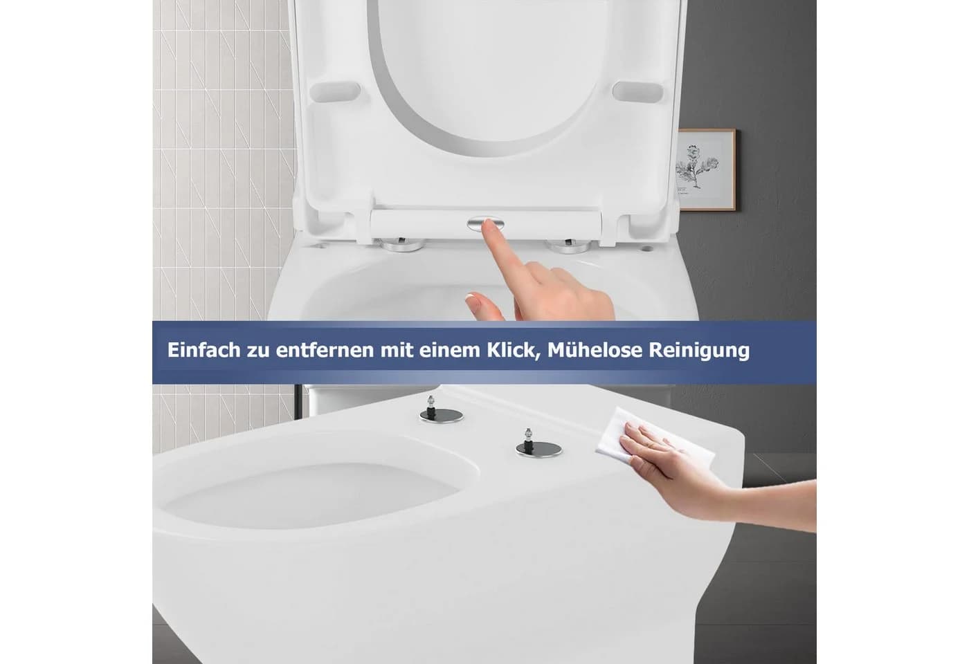 GarveeMore WC-Sitz Toilettendeckel mit Absenkautomatik D-Form Weiss - Bild 4