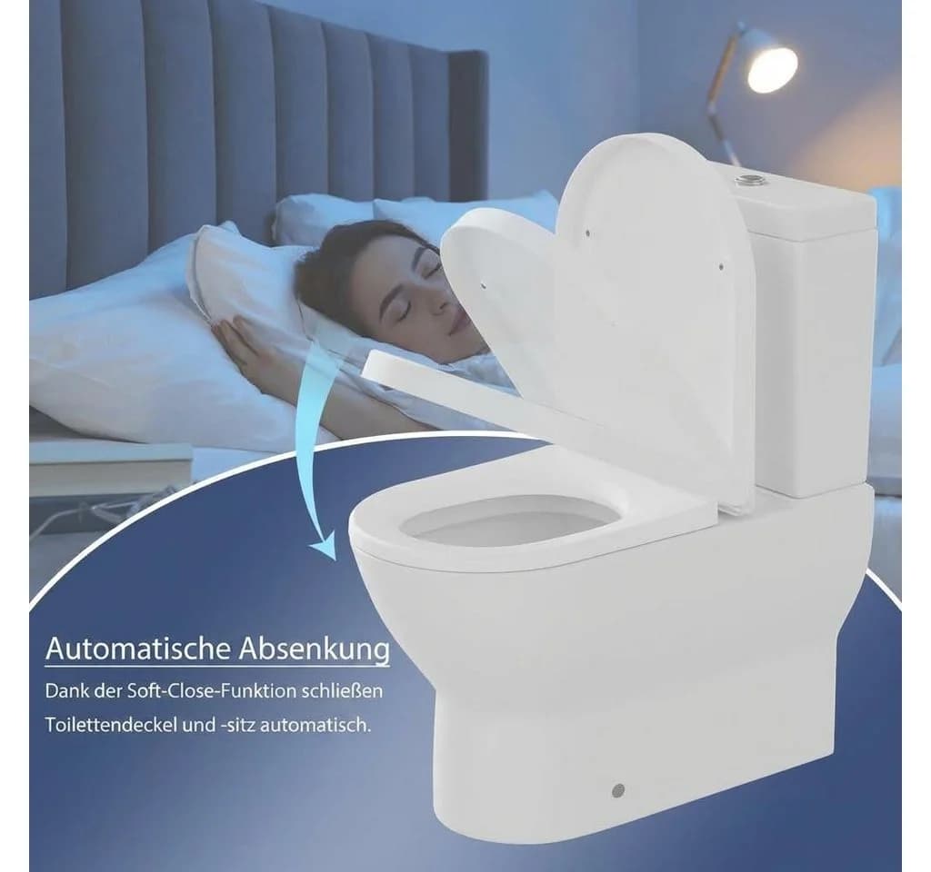 GarveeMore WC-Sitz Toilettendeckel mit Absenkautomatik D-Form Weiss - Bild 5