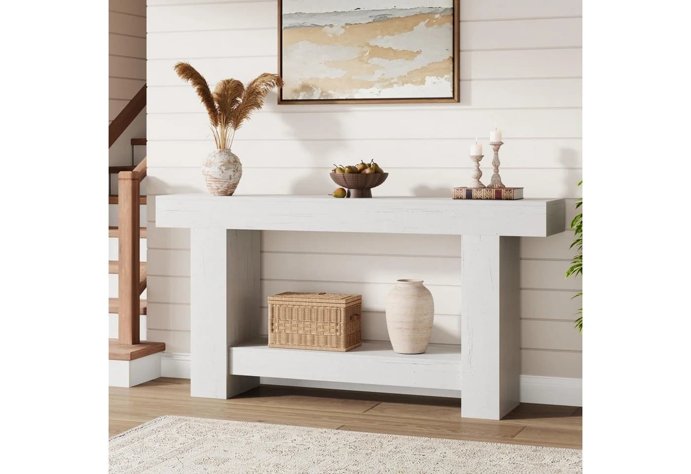 GarveeMore Konsolentisch Weiß Modern 2-stufig - Bild 2