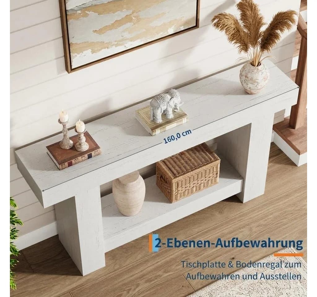 GarveeMore Konsolentisch Weiß Modern 2-stufig - Bild 3