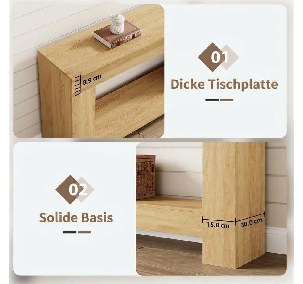 GarveeMore Konsolentisch Beige 2-stufig Holz - Bild 4