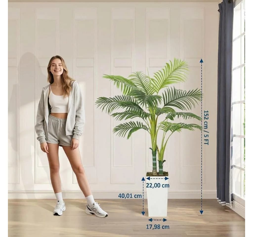 GarveeMore Künstliche Palme 150 cm Grün UV-beständig - Bild 3