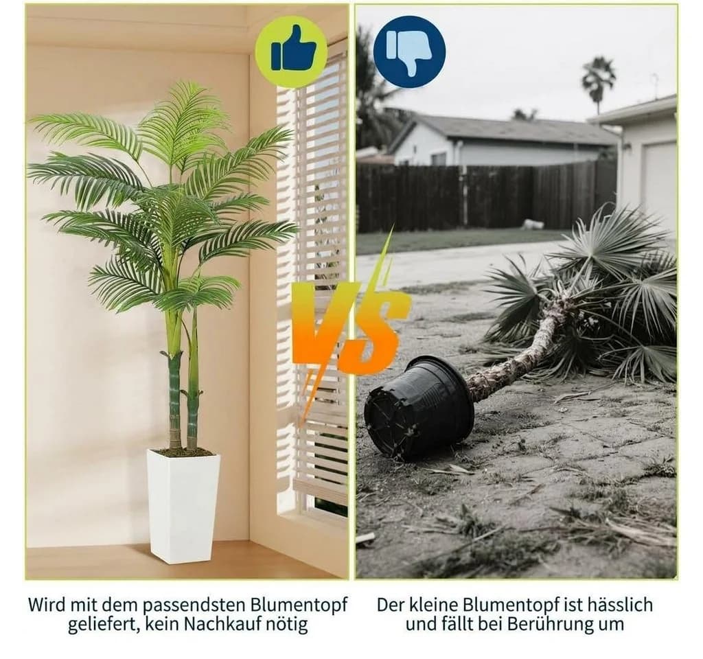 GarveeMore Künstliche Palme 150 cm Grün UV-beständig - Bild 5