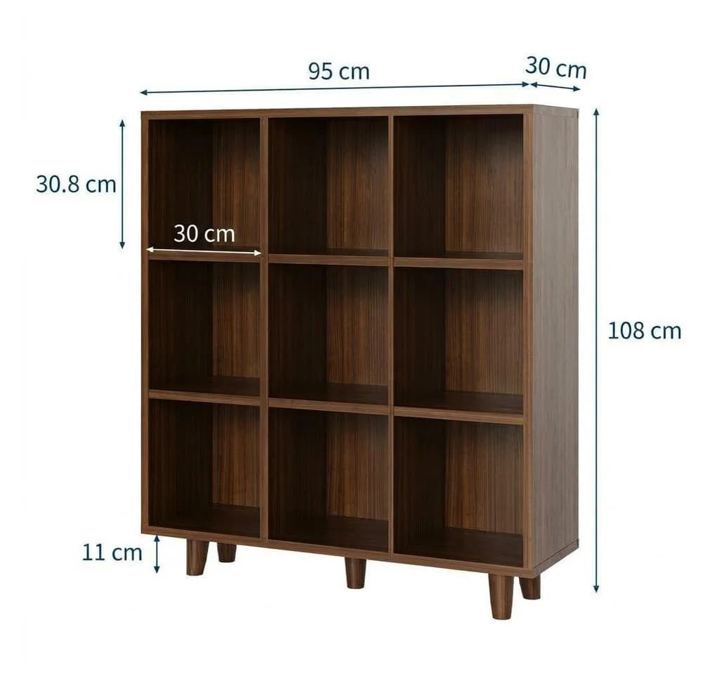 GarveeMore Bücherregal Würfelregal 9 Fächer Braun - Bild 3