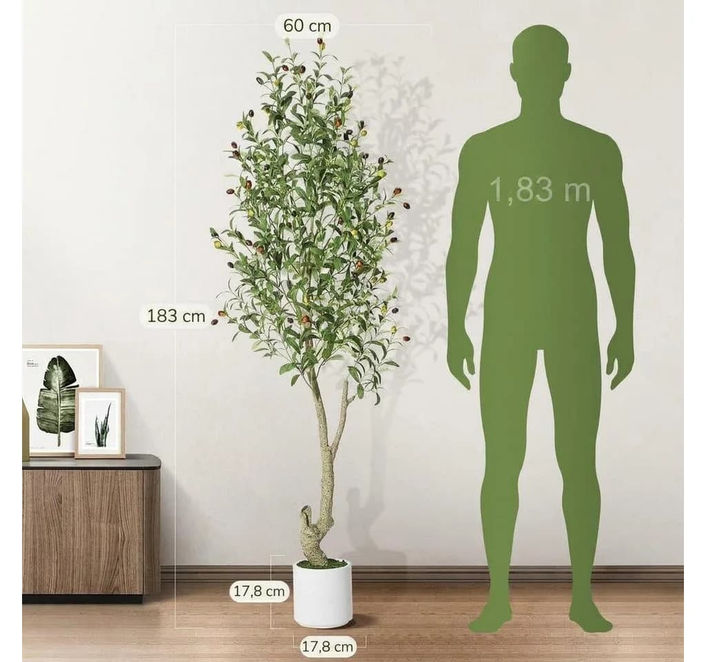 GarveeMore Künstlicher Olivenbaum 182 cm mit Topf - Bild 3