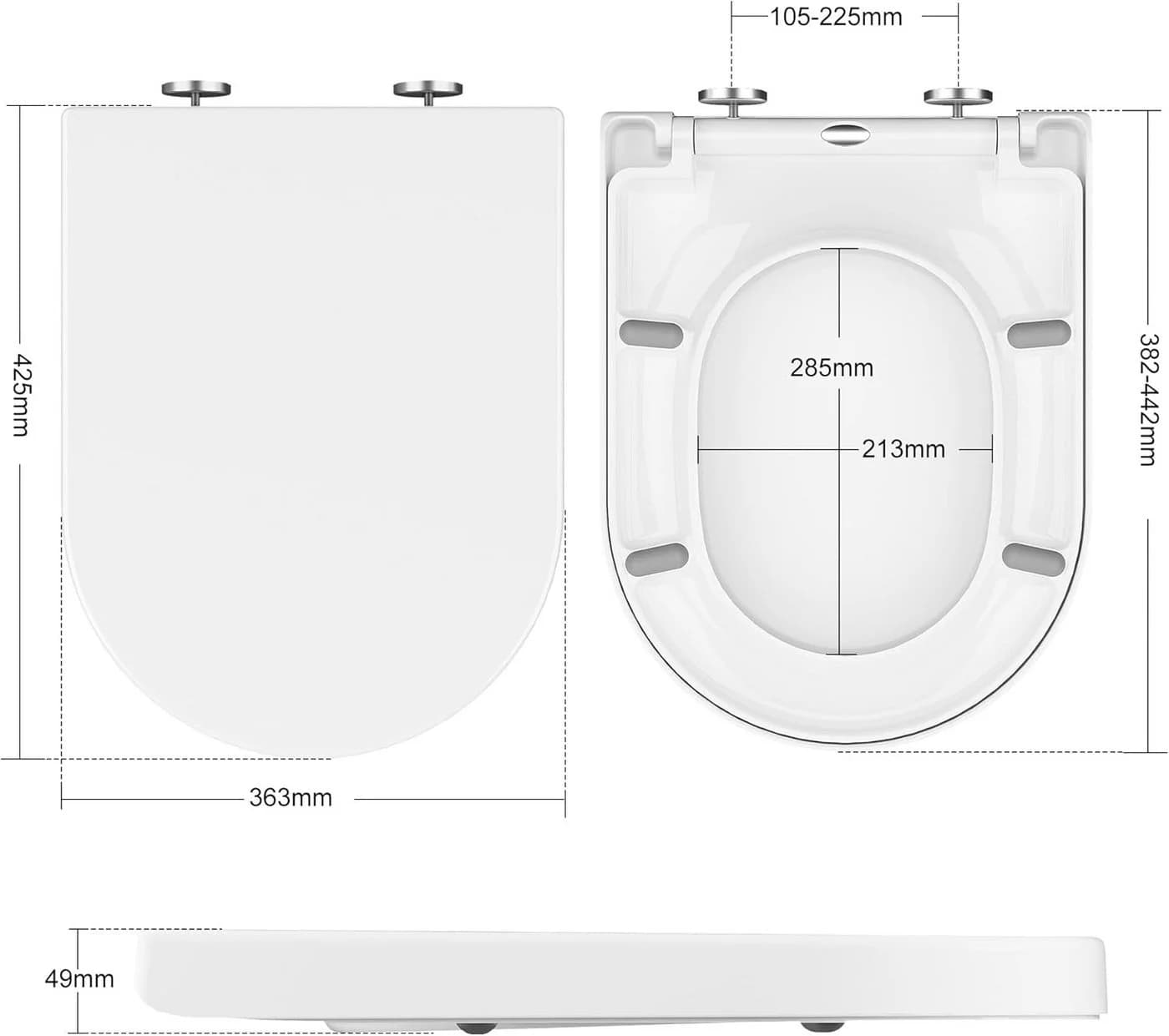 GarveeMore WC-Sitz Toilettendeckel mit Absenkautomatik D-Form Weiss - Bild 3