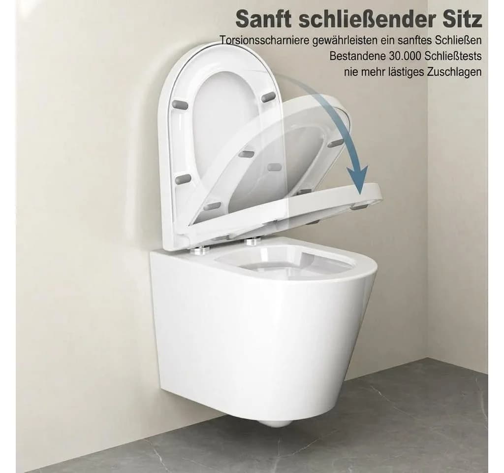 GarveeMore WC-Sitz Toilettendeckel mit Absenkautomatik D-Form Weiss - Bild 4