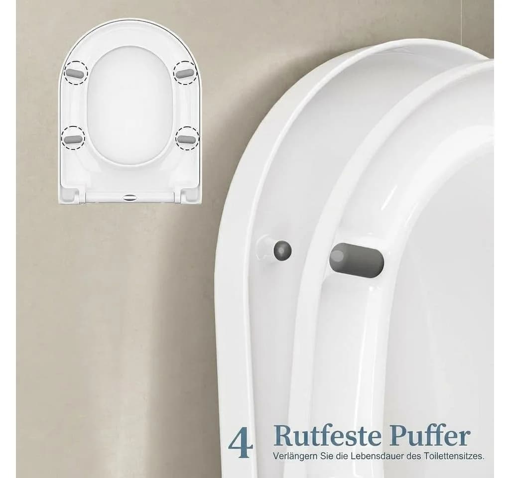 GarveeMore WC-Sitz Toilettendeckel mit Absenkautomatik D-Form Weiss - Bild 5