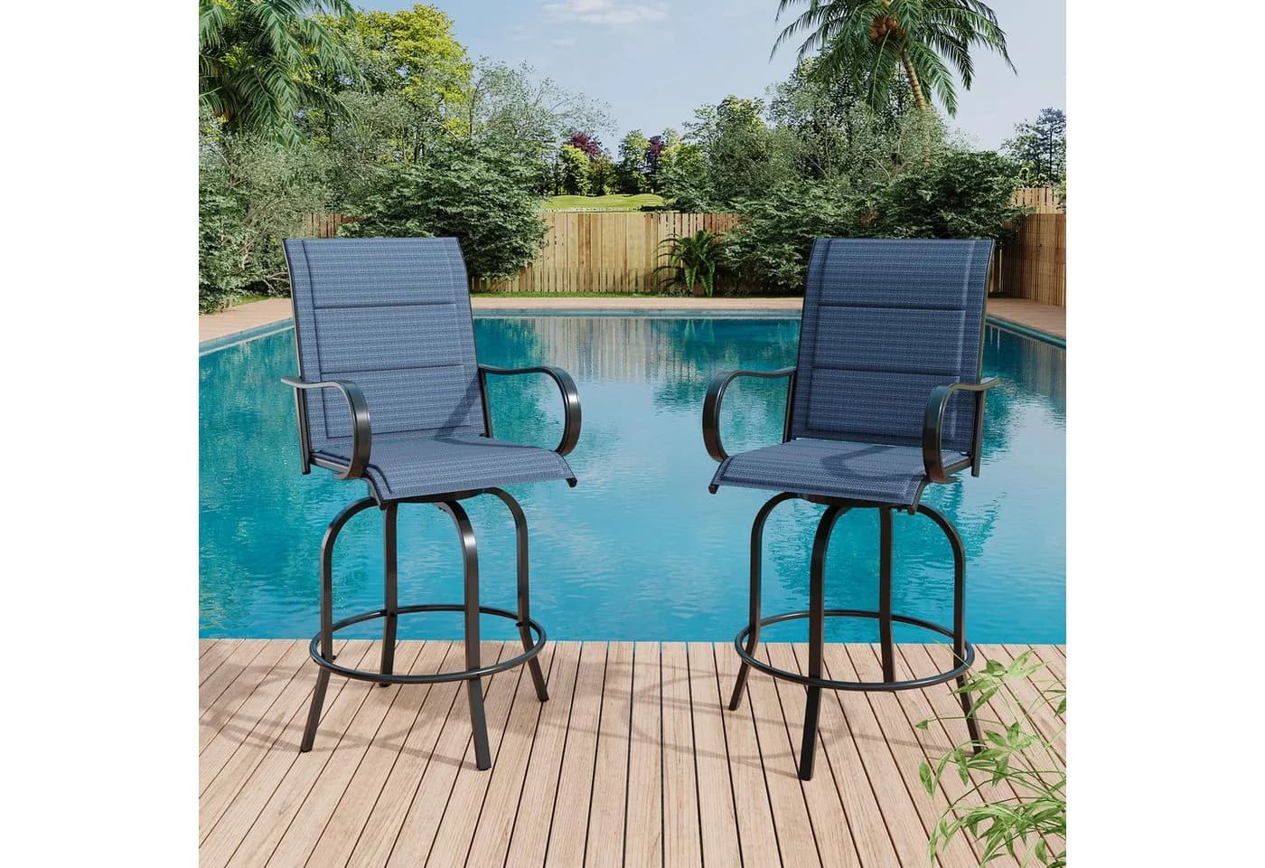 GarveeMore Gartenstuhl 2er-Set drehbare Barhocker UV-beständig