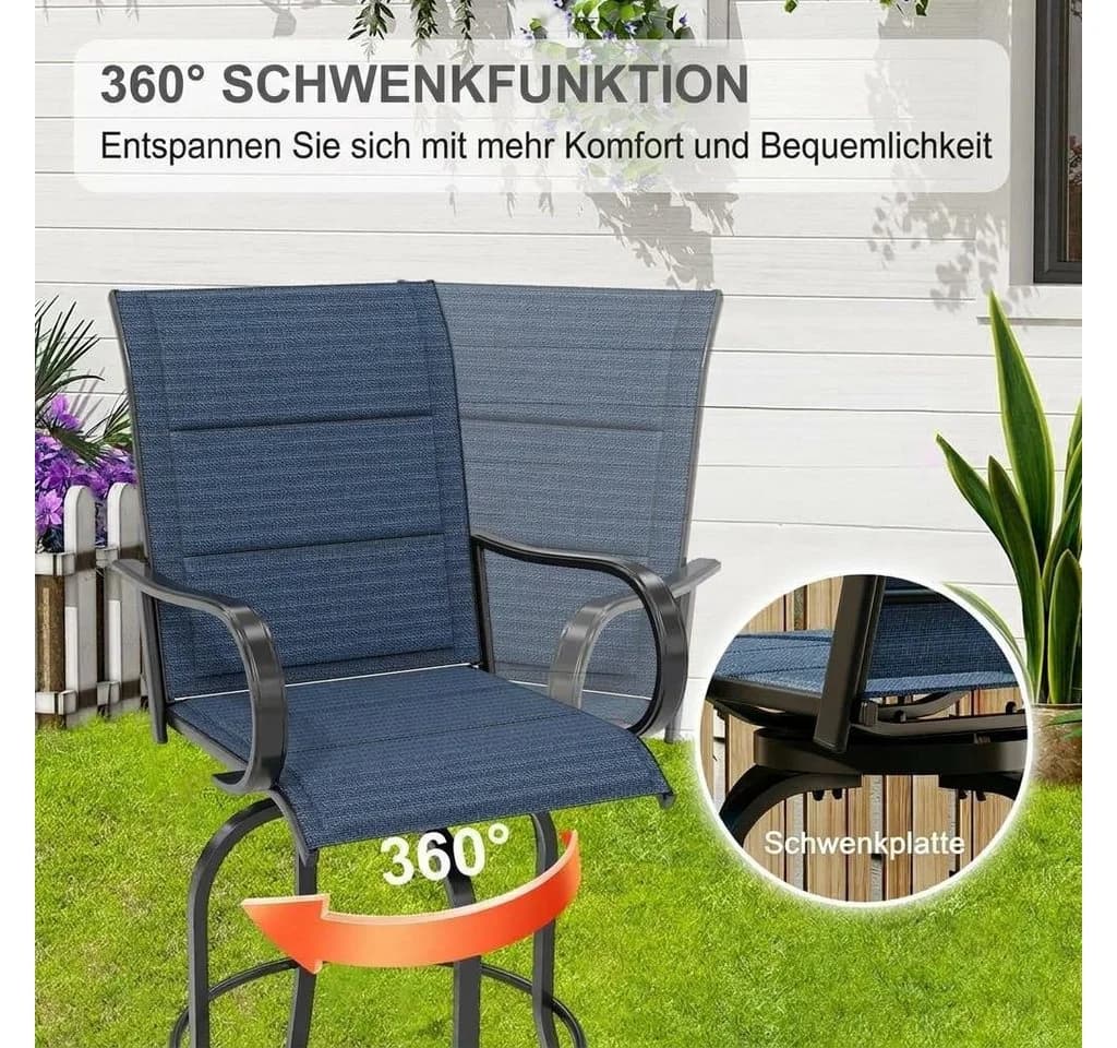 GarveeMore Gartenstuhl 2er-Set drehbare Barhocker UV-beständig - Bild 5