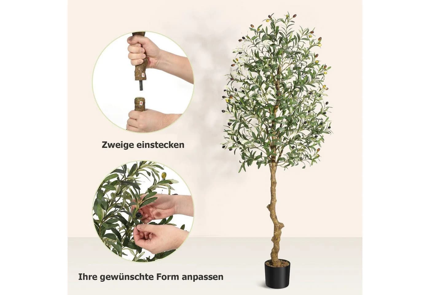 GarveeMore Künstlicher Olivenbaum Grün Betonfuß - Bild 5