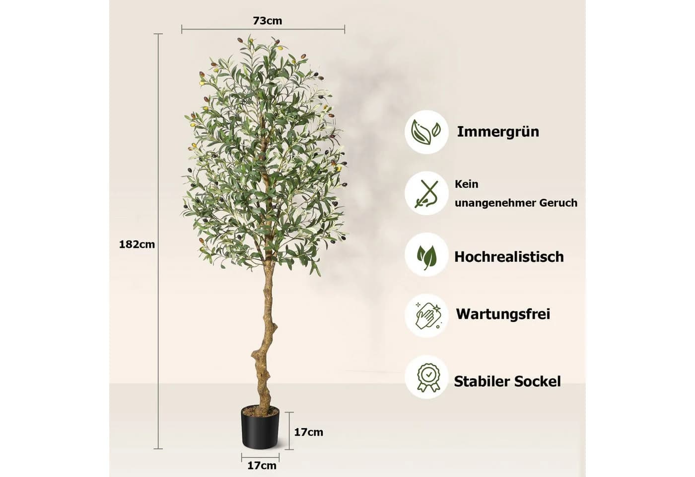 GarveeMore Künstlicher Olivenbaum Grün Seide 182 cm - Bild 3