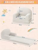 GarveeMore Kindersofa 2-in-1 Schlafsofa Klappsofa für Kinder aus Teddystoff Weiß Bild 3