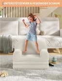 GarveeMore Kindersofa 2-in-1 Schlafsofa Klappsofa für Kinder aus Teddystoff Weiß Bild 5
