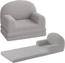 GarveeMore Kindersofa 2-in-1 Schlafsofa Grau aus Teddystoff Bild 2