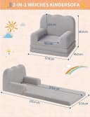 GarveeMore Kindersofa 2-in-1 Schlafsofa Klappsofa Bild 3