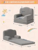 GarveeMore Kindersofa 2-in-1 Schlafsofa Klappsofa grau Teddystoff Bild 3