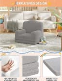 GarveeMore Kindersofa 2-in-1 Schlafsofa Klappsofa grau Teddystoff Bild 4