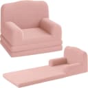 GarveeMore Kindersofa 2-in-1 Schlafsofa Rosa Teddy-Stoff Bild 2