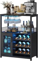GarveeMore Weinschrank Schwarz mit Glashalter und transparenten Türen Bild 2