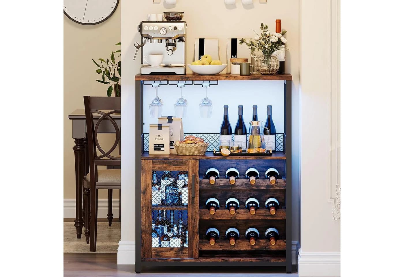 GarveeMore Weinschrank mit Glashalter 69x35x92cm