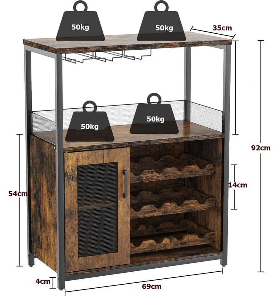 GarveeMore Weinschrank mit Glashalter 69x35x92cm - Bild 3
