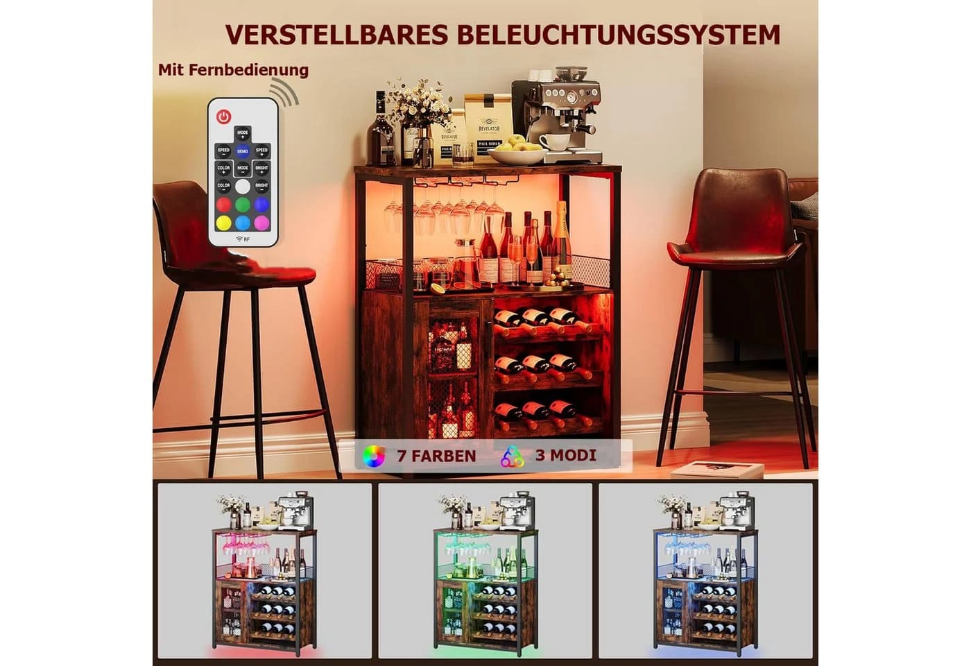 GarveeMore Weinschrank mit Glashalter 69x35x92cm - Bild 4