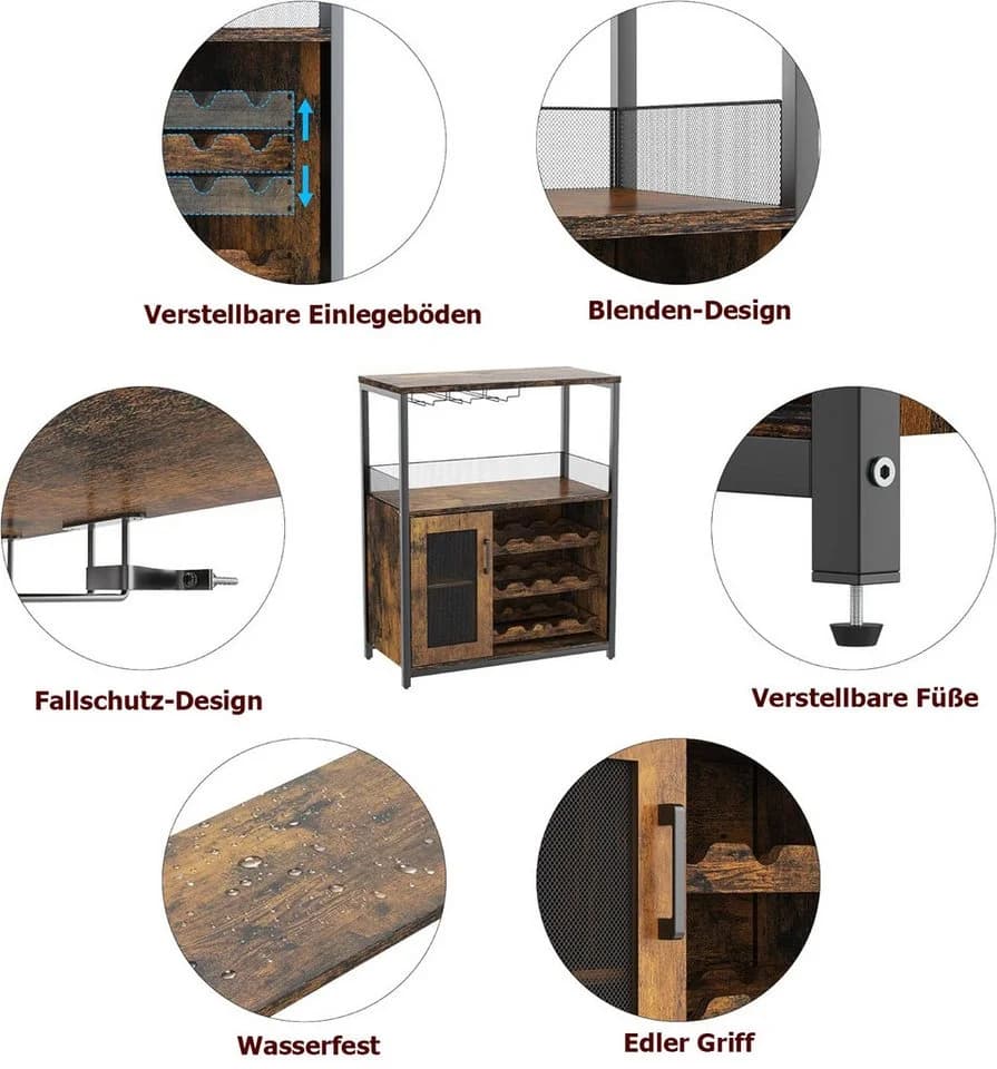 GarveeMore Weinschrank mit Glashalter 69x35x92cm - Bild 5