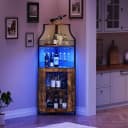GarveeMore Weinschrank Eckschrank Barschrank mit Glashalter Braun Bild 1