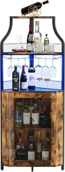 GarveeMore Weinschrank Eckschrank Barschrank mit Glashalter Braun Bild 2