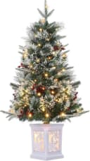 GarveeMore Künstlicher Weihnachtsbaum 90 cm mit LED-Beleuchtung & roten Beeren Bild 2