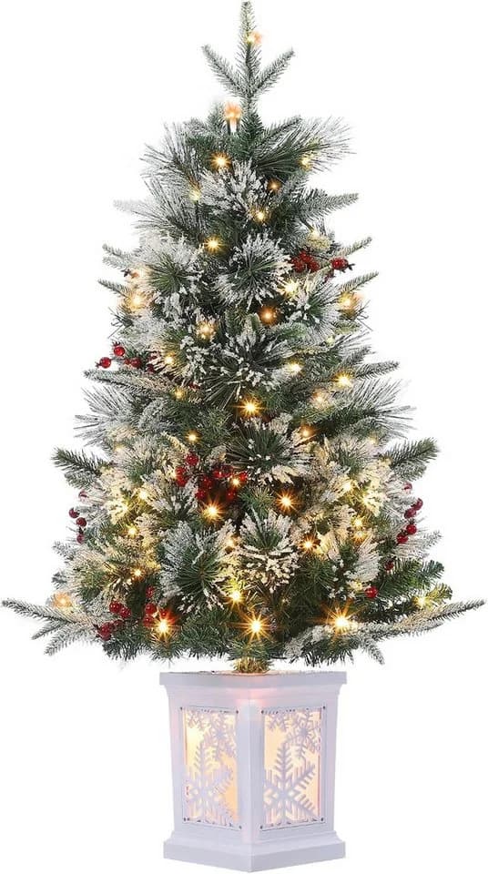 GarveeMore Künstlicher Weihnachtsbaum 90 cm mit LED-Beleuchtung & roten Beeren - Bild 2