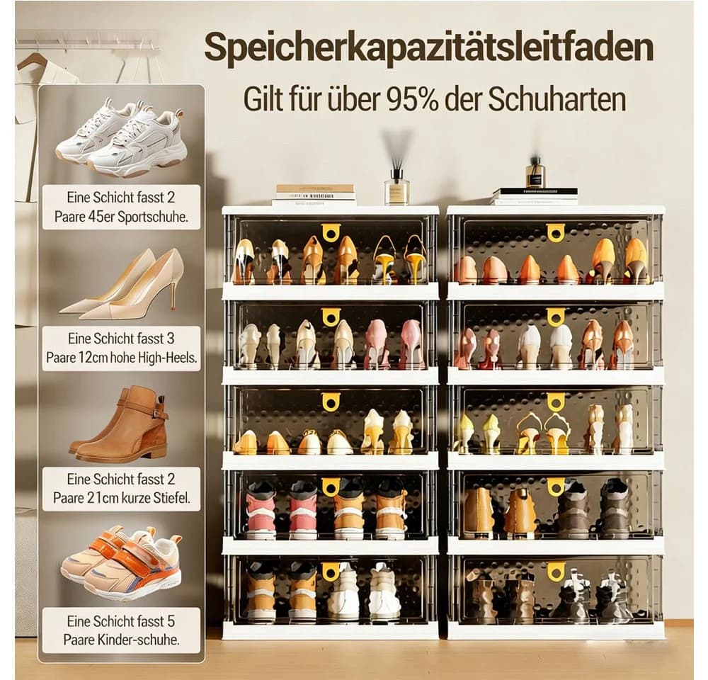 GarveeMore Schuhschrank Schuh Aufbewahrung Box klar transparent - Bild 4