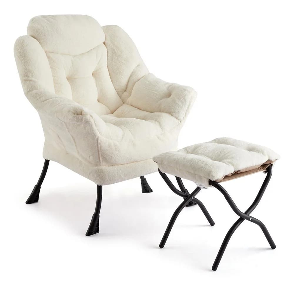 GarveeMore Ohrensessel Fauler Stuhl mit Ottoman Beige Modern - Bild 2