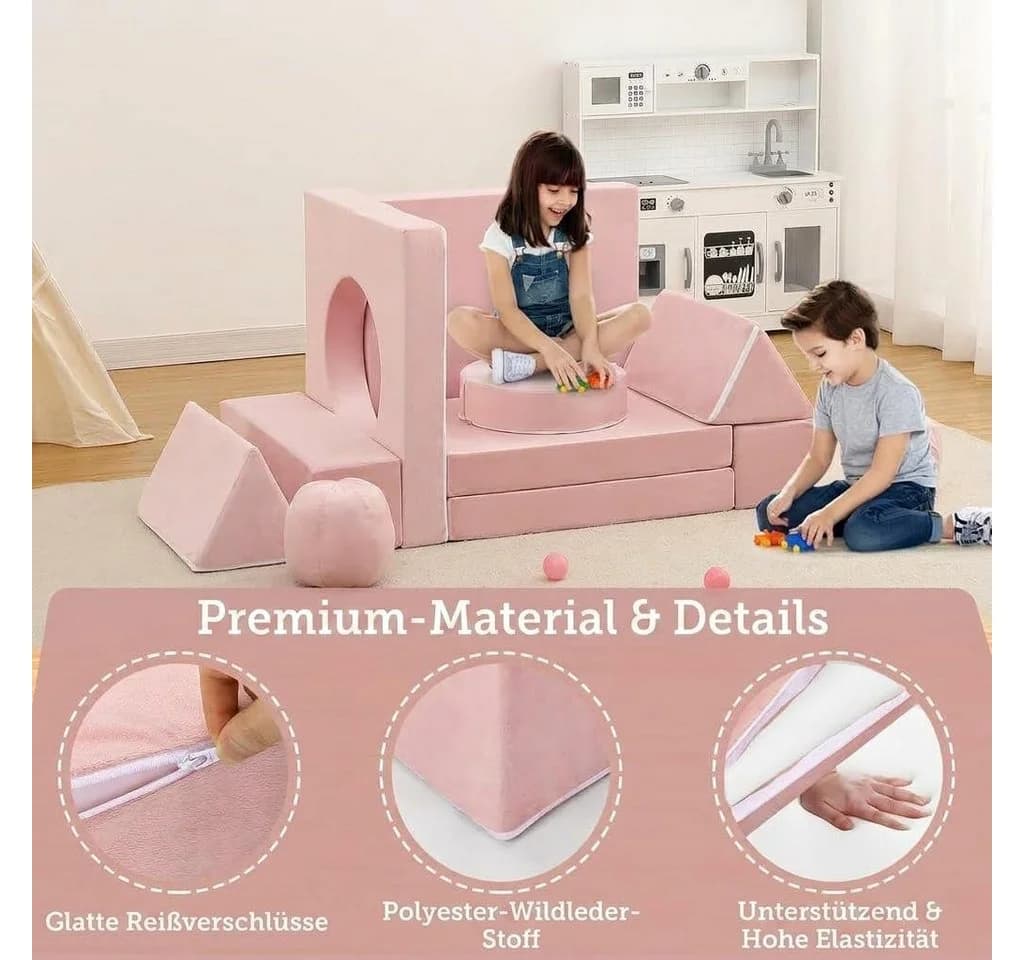 GarveeMore Kindersofa 12-teiliges modulares Spielsofa rosa - Bild 4