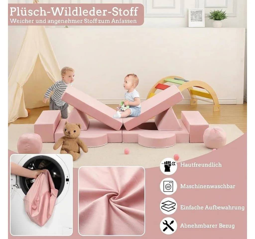 GarveeMore Kindersofa 12-teiliges modulares Spielsofa rosa - Bild 5