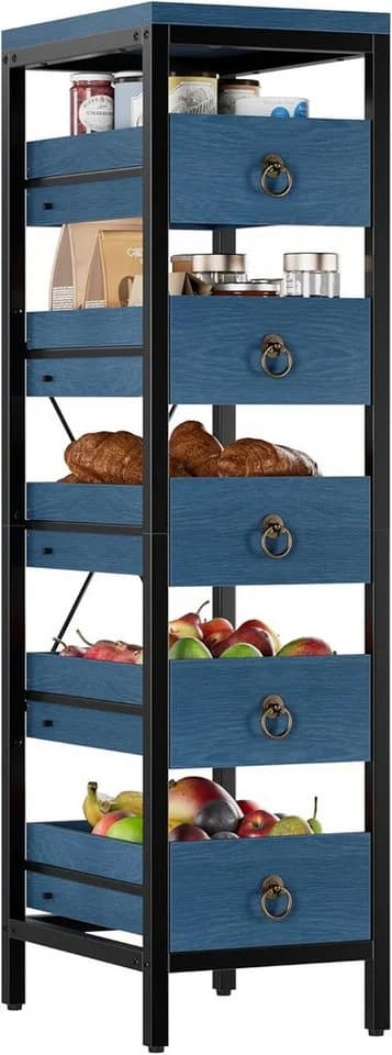 GarveeMore Küchenregal 5-stöckig mit Schubladen rot Industriestil - Bild 2