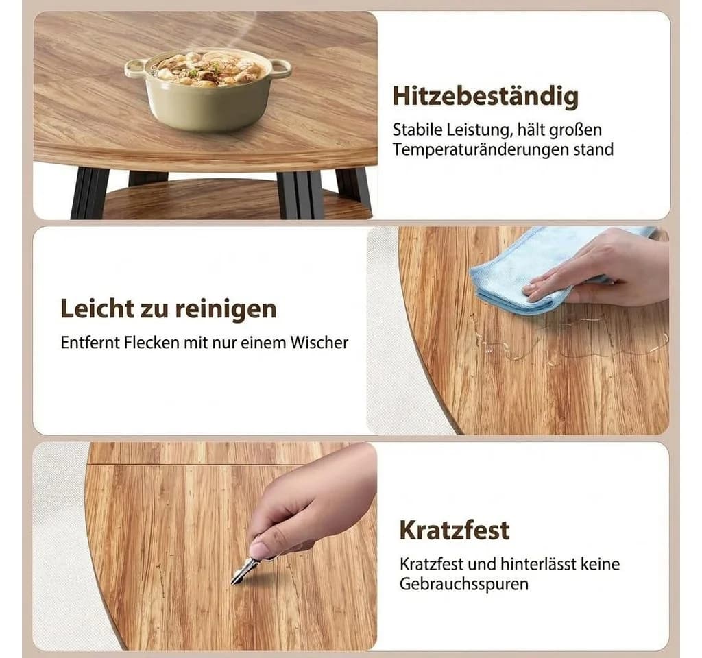 GarveeMore Runder Esstisch Landhausküchentisch mit Stauraum - Bild 3