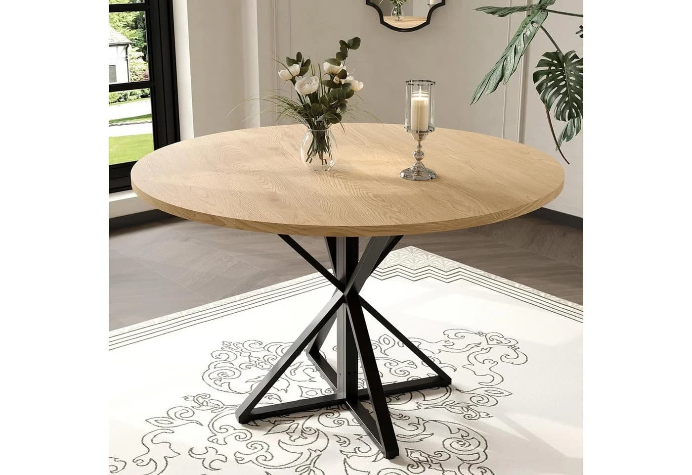 GarveeMore Esstisch Holz Metallsockel 4 Personen - Bild 2