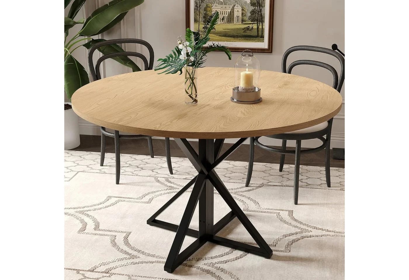 GarveeMore Esstisch Holz Metallsockel 4 Personen - Bild 5