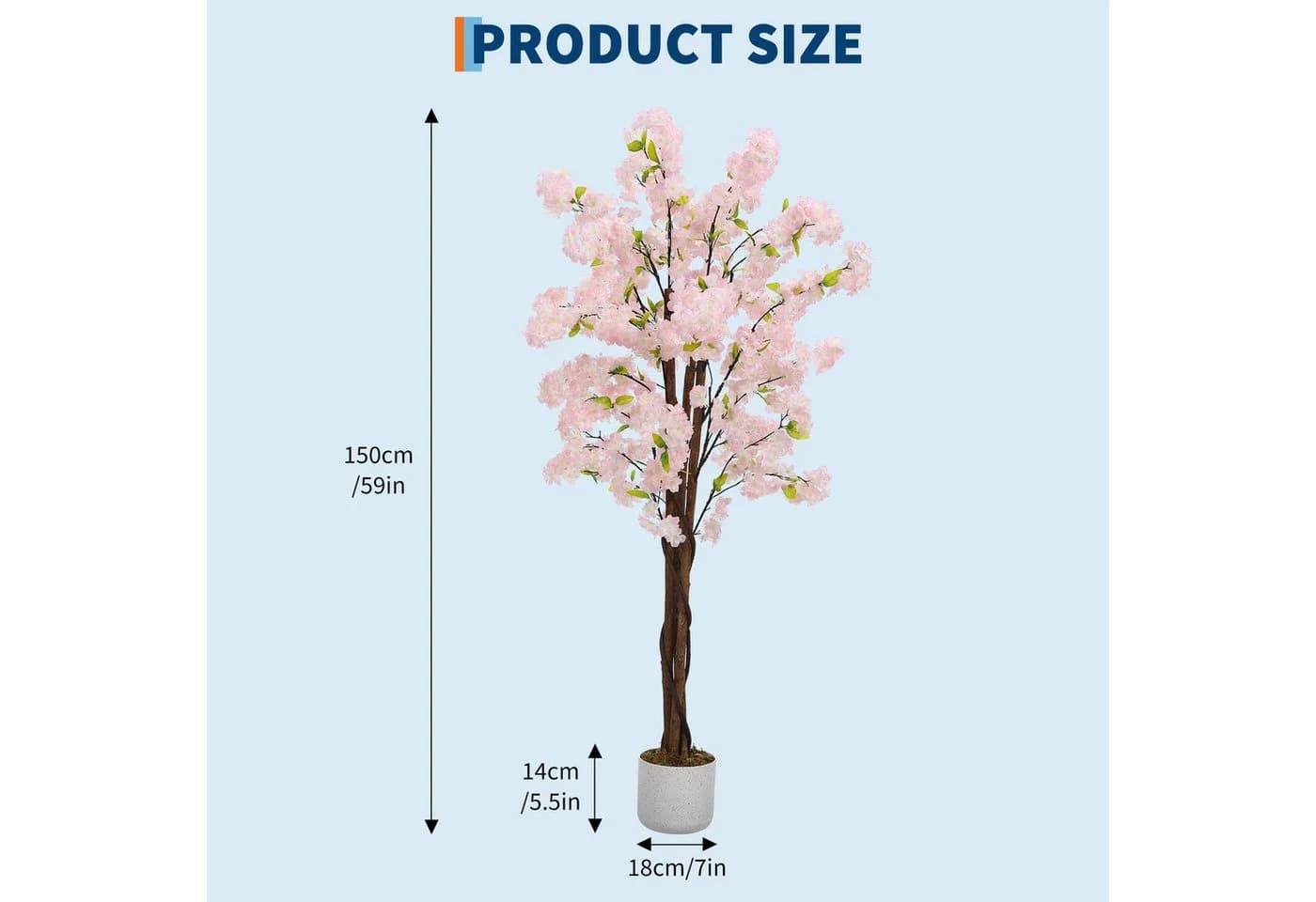 GarveeMore Künstlicher Kirschblütenbaum Sakura Rosa Deko - Bild 1