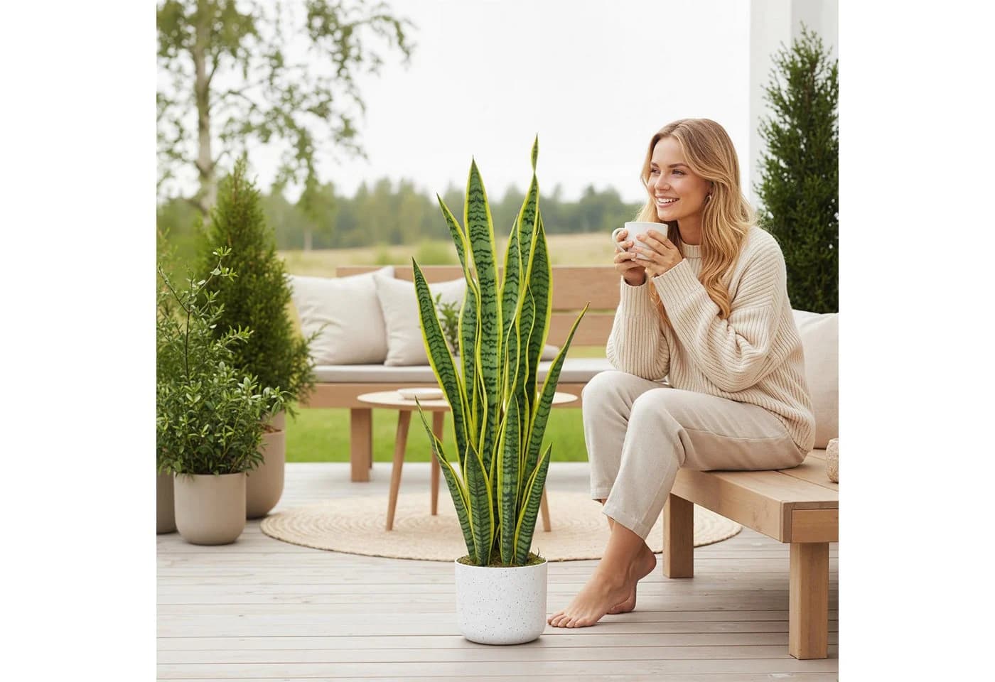 GarveeMore Künstliche Sansevieria 90cm mit Topf - Bild 4