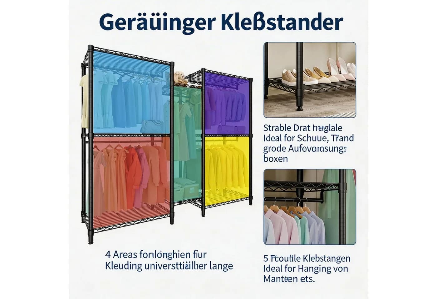 GarveeMore Kleiderständer Schwerlast Garderobenständer 850kg Tragkraft - Bild 5