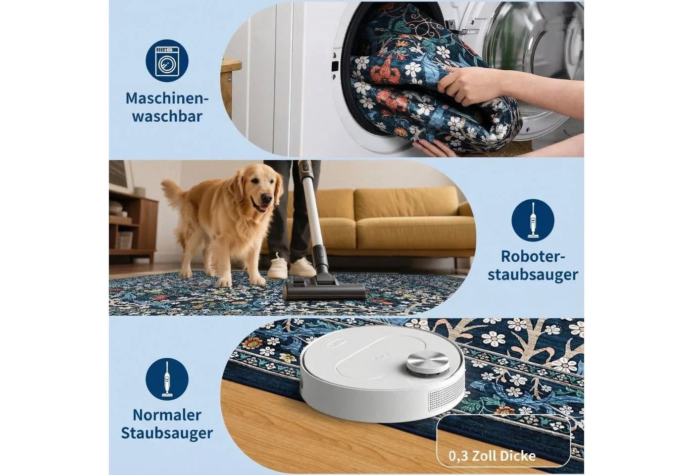 GarveeMore Teppich Blütenzauber Rechteckig 5 mm Höhe - Bild 4