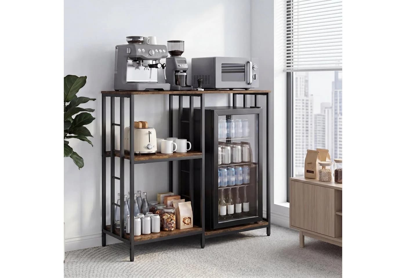GarveeMore Küchenorganizer-Set Braun 4-stöckiges Regal