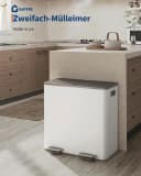 GarveeMore Mülleimer 2x40L Edelstahl Grau/Weiß Soft-Close Tretmülleimer Bild 1